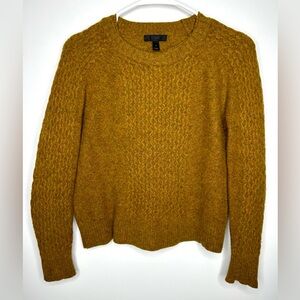 J.Crew Women's Size Small Mustard Yellow Brown Cable Knit Sweater
